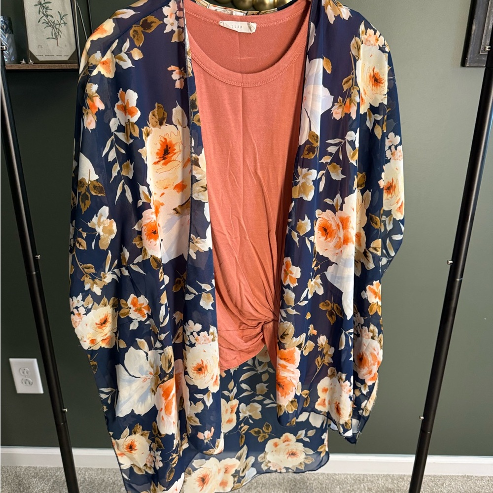 Lush Rust Top with Floral Accents